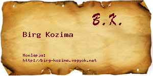 Birg Kozima névjegykártya